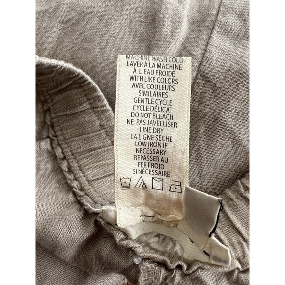 Max Studio 100% Linen Drawstring Wide Leg Trouser Pants Lightweight Tan XL - Picture 6 of 9